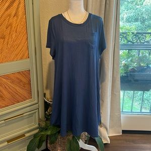 Flowy blue denim print tshirt dress